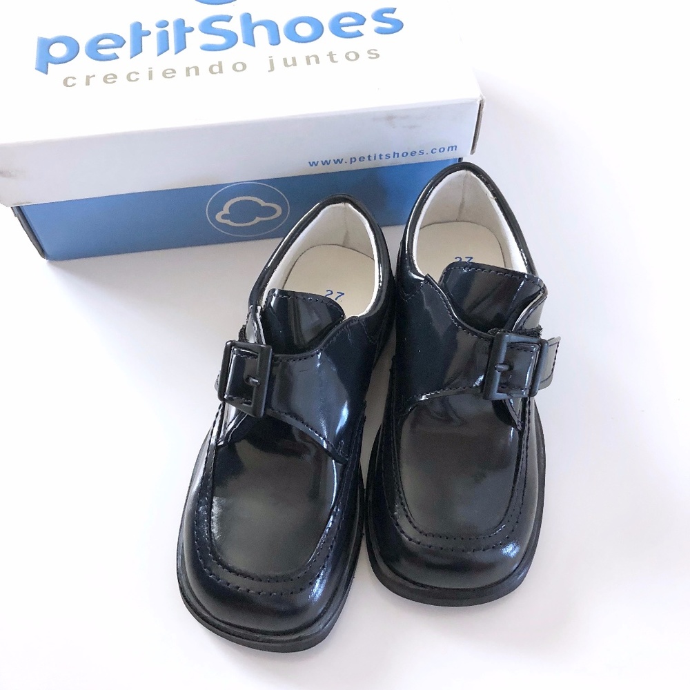 NWT Boys Designer Navy Leather Dress Shoe Spain 10